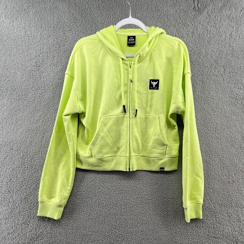 Under Armour Project Rock Heavyweight Terry Full-Zip Hoodie NWT Cropped sz large